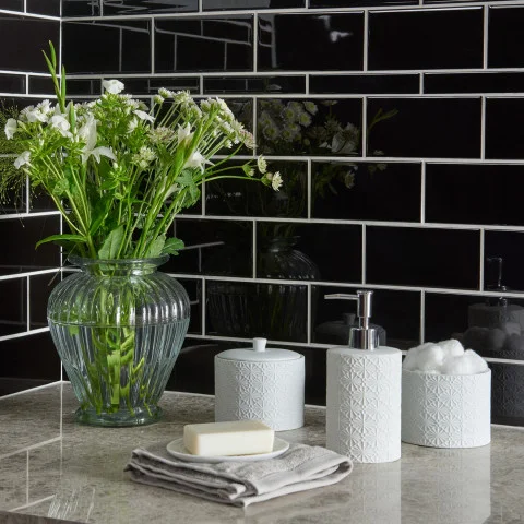 Jet Black Half Tile (above) Jet Black Rectangle (middle) Jet Black Half Tile (below)