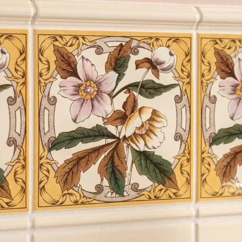 Colonial White Astragal Dado (above) Windflower (middle) Colonial White Omega Dado (below)