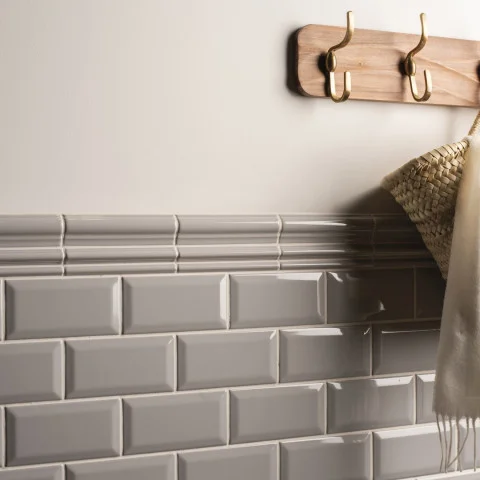 Westminster Grey Albert Dado, Westminster Grey Astragal Dado and Westminster Grey Omega Dado (above) Westminster Grey Metro Tile