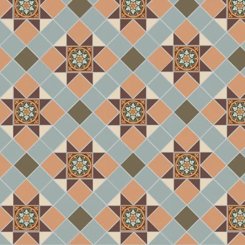Blenheim Brown, Buff, Green, Grey & White with Livingstone Green on Buff