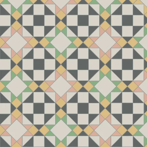 Eltham Carnation Pink, Dover White, Hawthorn  Yellow, Revival Grey & Spring Green