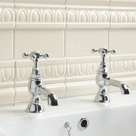Vintage White Egg & Dart Dado (above) Vintage White Half Tile (middle) Vintage White Egg & Dart Dado and Vintage White Astragal Dado (below)
