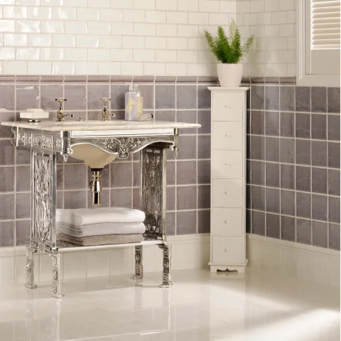 China White Cosmopolitan Half Tile & Marsh Cosmopolitan Rail (above) Marsh Cosmopolitan Field Tile (middle) China White Cosmopolitan Rail Moulding & China White Cosmopolitan Field Tile (below)