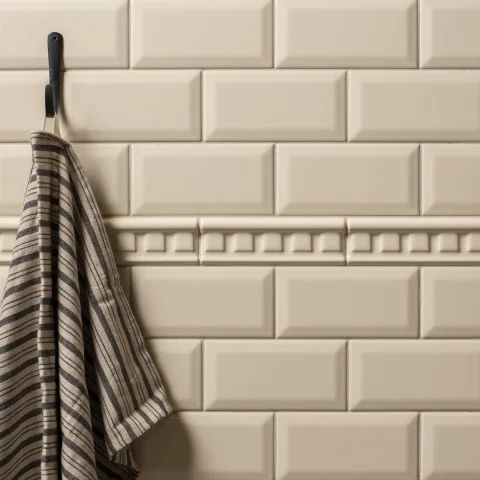 County White Metro Tile (above) County White Dentil Dado (middle) County White Metro Tile (below)