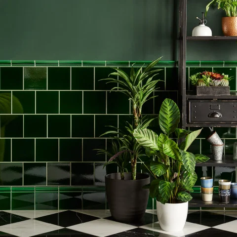 Victorian Green Hogarth Dado (above) Victorian Green Field Tile (middle) Victorian Green Skirting Tile (below) 