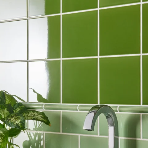 Pavilion Green Field Tile (above) Palm Green Astragal Dado (middle) Palm Green Half Tile (below)